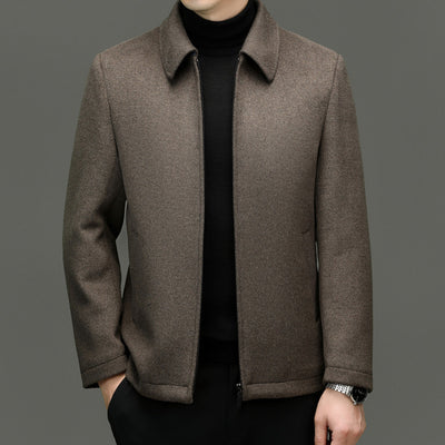 Men's Casual Polo Collar Woolen Jacket Woolen Coat Men's Clothing