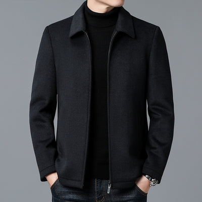 Men's Casual Polo Collar Woolen Jacket Woolen Coat Men's Clothing