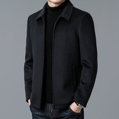 Men's Casual Polo Collar Woolen Jacket Woolen Coat Men's Clothing