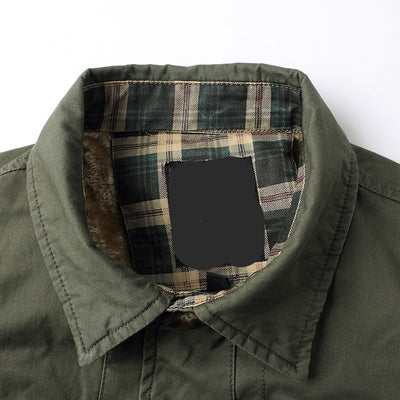 Fleece-lined Thickened Men's Washed Jacket Korean Style Slim Fit Trench Coat Men's